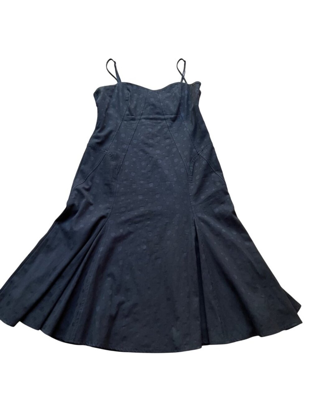 Karen Millen Size 10 Black Polka Dot Sleeveless Sweetheart Neck Mermaid Dress